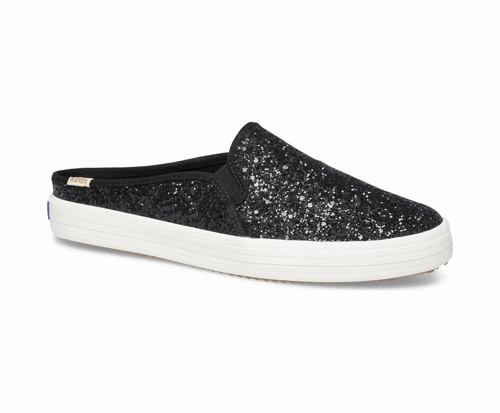 Women's Keds x kate spade new york Double Decker Glitter Moxie Mule Black 9672185IG - South Africa